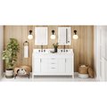 Jeffrey Alexander 60In. White Theodora Vanity, Dbl Bowl, Calacatta Vienna Quartz Vanity Top, 2 Undrmnt Rctngl Bowls VKITTHE60WHCQR